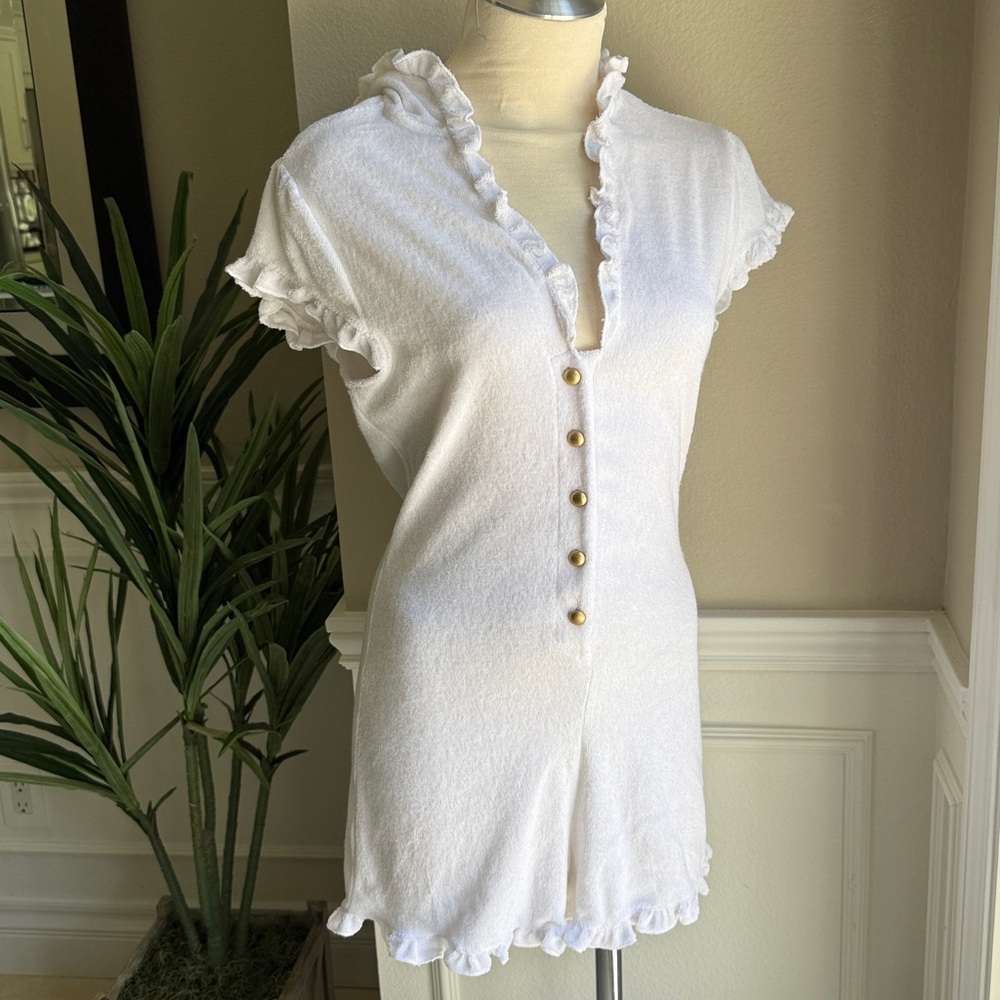 Beach Bunny Terry Cloth White Hoodie Romper Size Medium M